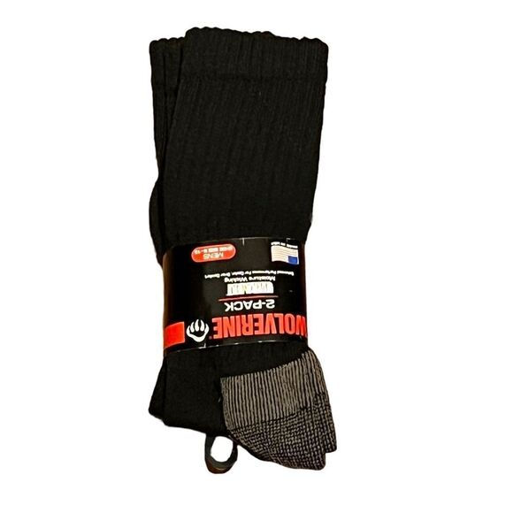 Wolverine Men’s Ultra-Dri Black Mid Calf Socks, 2 Pairs, NWT - Picture 2 of 5